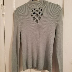 Silvery Blue Sweater with keyhole detail